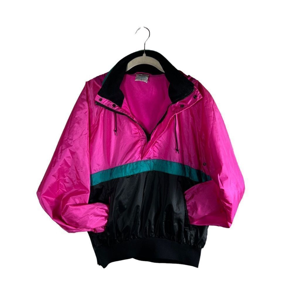 Vintage 1990s Seattle Blues Color Block Hooded Windbreaker Jacket